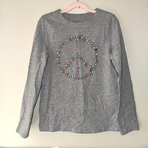Cat & Jack, girls gray long sleeve graphic top size 10/12 large